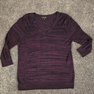 Purple and Black V-Neck Sweater Lety & Me